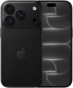 iPhone 18 Pro, Rückseite, Farbe Schwarz, Pro Fusion Kamera-System oben, Apple Logo in der Mitte, Vorderseite, All‑Screen Design