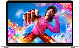 Das MacBook Air Display mit einem farbigen Bild, um die Farbpalette und die Auflösung des Liquid Retina Displays zu zeigen